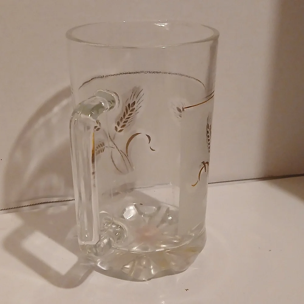 Vtg 60s MCM Covetro Italian Gokden Wheat Frosted Glass Pitcher Hollywood Regency